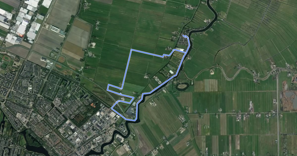 Маршрут Hollandse Dijkroute на спутниковом снимке