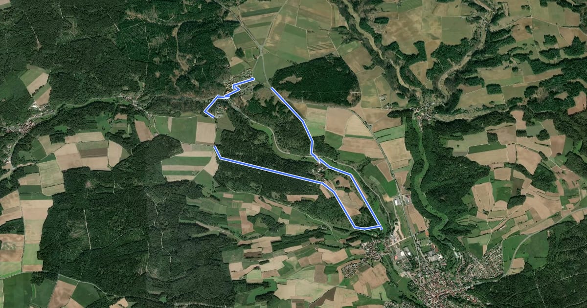 Маршрут Hollfeld Rundweg "Gelbe Spitze" на спутниковом снимке