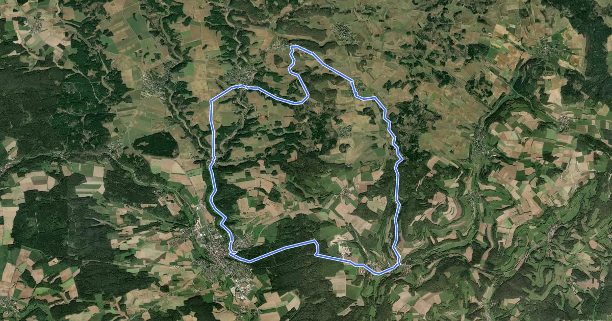 Маршрут Hollfeld Rundweg Sanspareil на спутниковом снимке