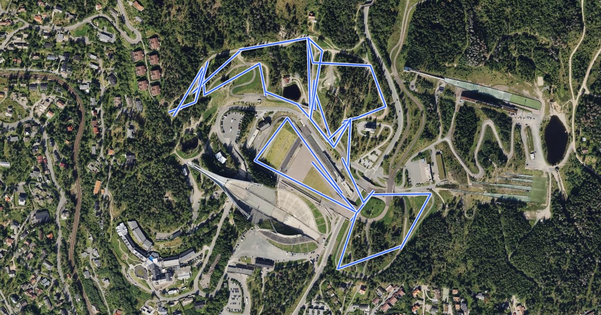 Маршрут Holmenkollen 3.75km на спутниковом снимке