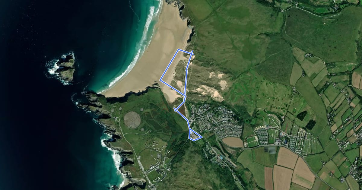Маршрут Holywell beach walk, North Cornwall на спутниковом снимке