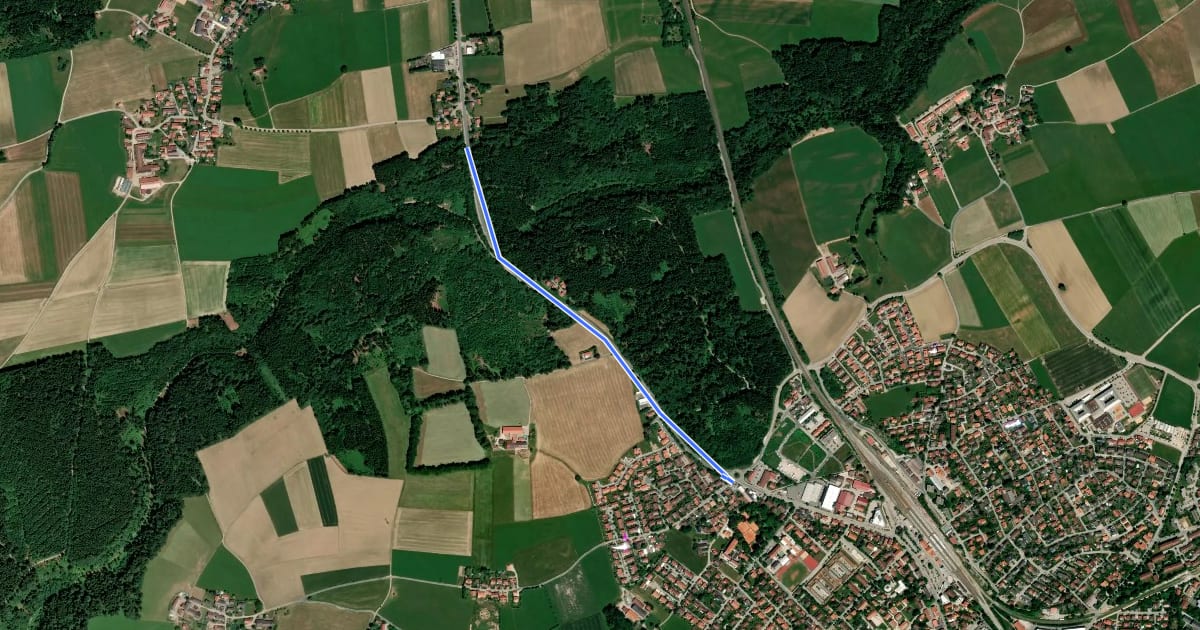 Маршрут Holzkirchen-Dietenhausen на спутниковом снимке