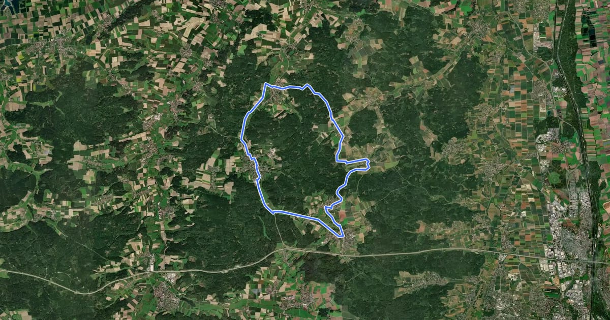 Маршрут Holzwinkel-Radweg на спутниковом снимке