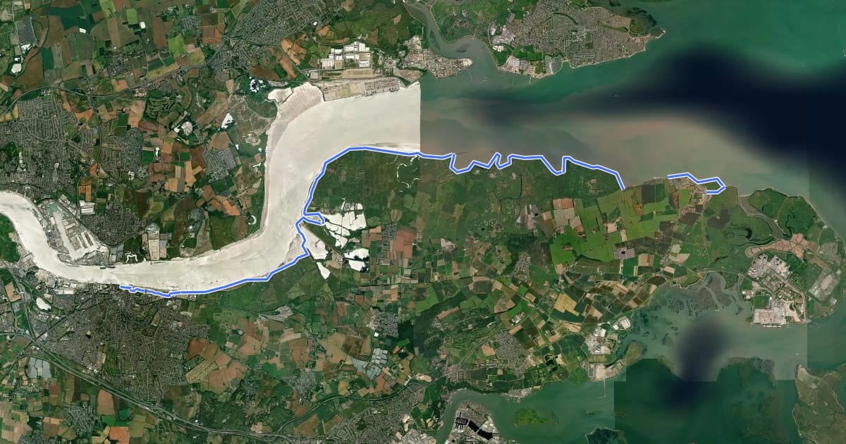 Маршрут Hoo Peninsula Path на спутниковом снимке
