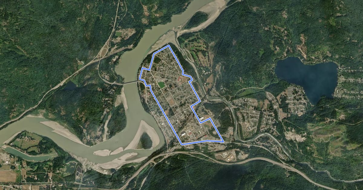 Маршрут Hope Bicycle Loop Route на спутниковом снимке