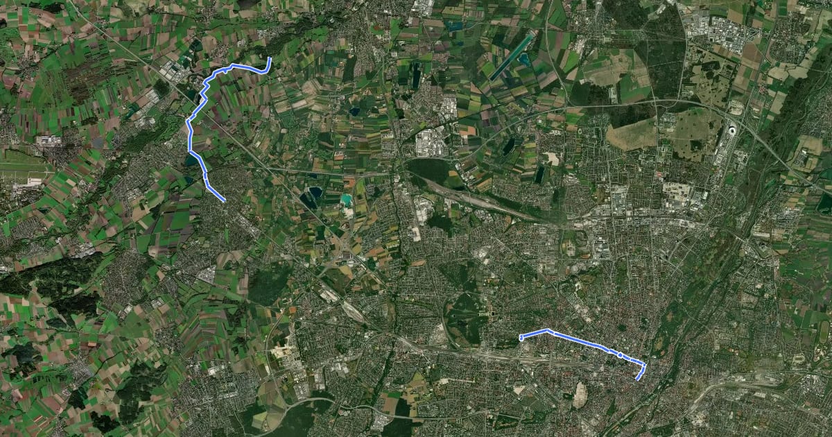 Маршрут Hopfenschleife - Wasser-Radlwege Oberbayern - Abschnitt 1 на спутниковом снимке