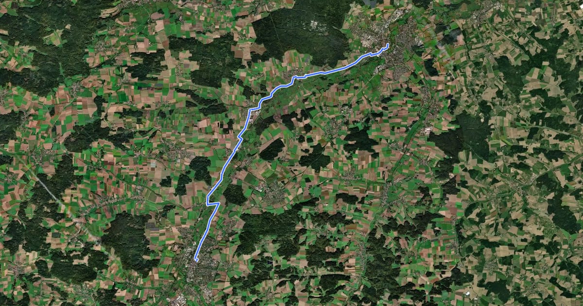 Маршрут Hopfenschleife - Wasser-Radlwege Oberbayern - Abschnitt 3 на спутниковом снимке