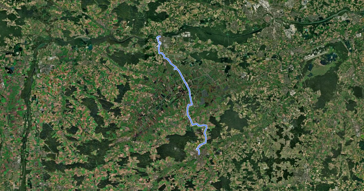 Маршрут Hopfenschleife - Wasser-Radlwege Oberbayern - Abschnitt 4 на спутниковом снимке