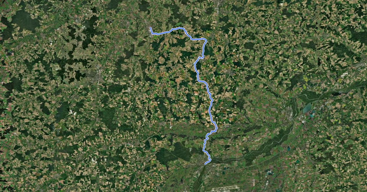 Маршрут Hopfenschleife - Wasser-Radlwege Oberbayern - Abschnitt 7 на спутниковом снимке