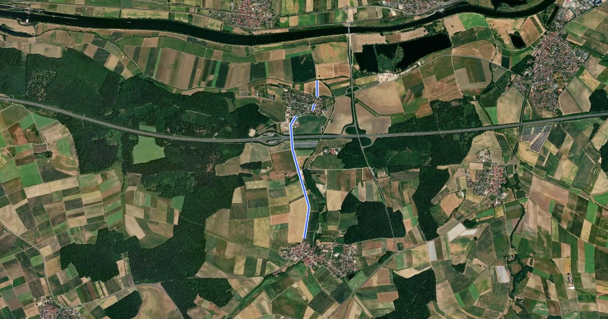 Маршрут Horhausen - Dampfach на спутниковом снимке