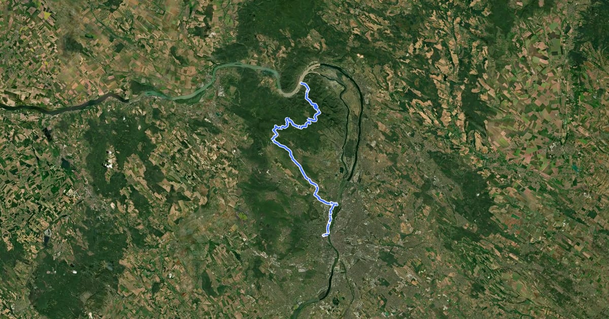 Маршрут Horizont kerékpáros útvonal (15. Visegrád-Budapest (Pilis)) на спутниковом снимке