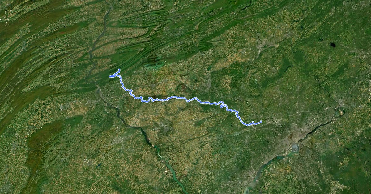 Маршрут Horse-Shoe Trail на спутниковом снимке