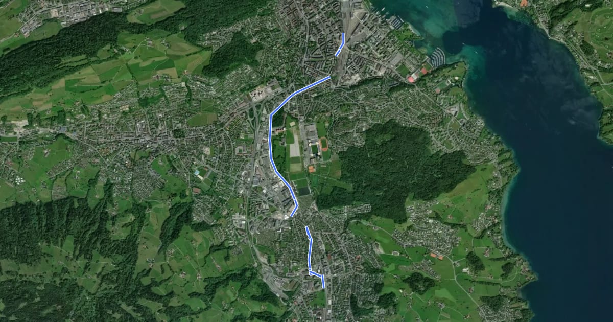 Маршрут Horw Bahnhof- Luzern на спутниковом снимке
