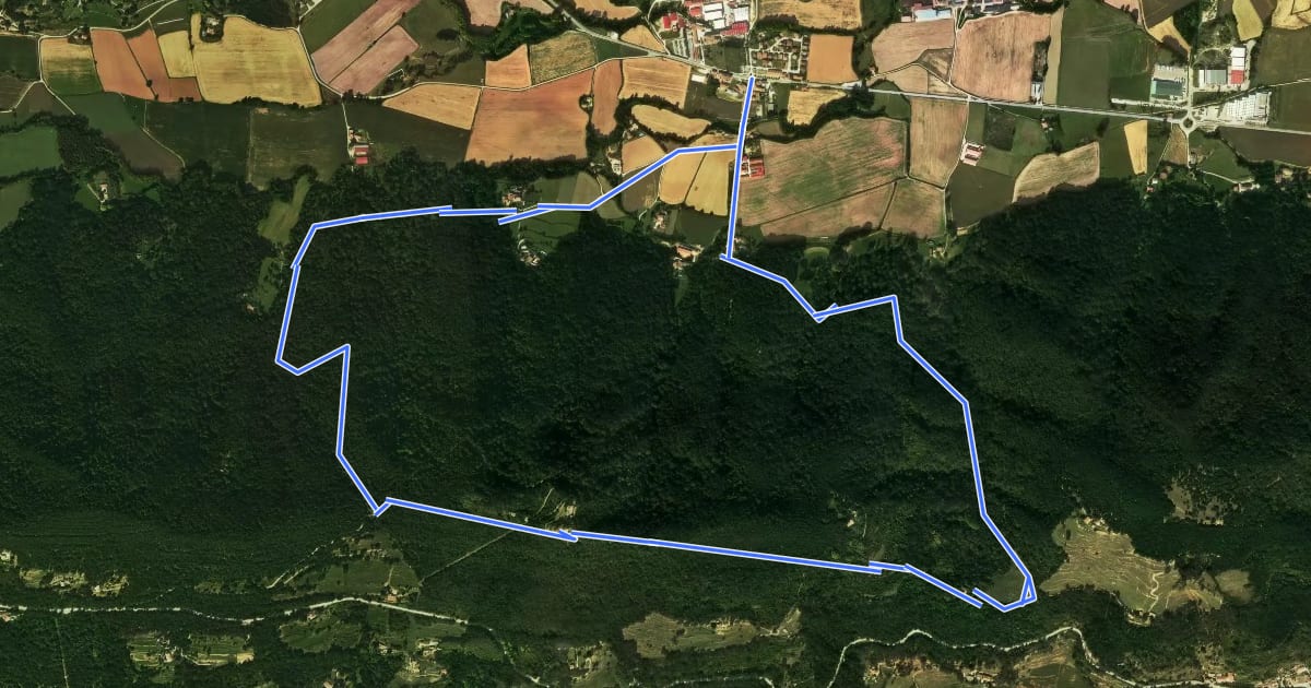 Маршрут Hostalnou de Bianya-Sant Miquel del Mont на спутниковом снимке