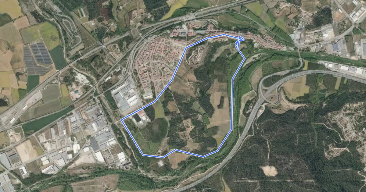 Маршрут Hostalric. La Tordera i Parc de les Rieres на спутниковом снимке