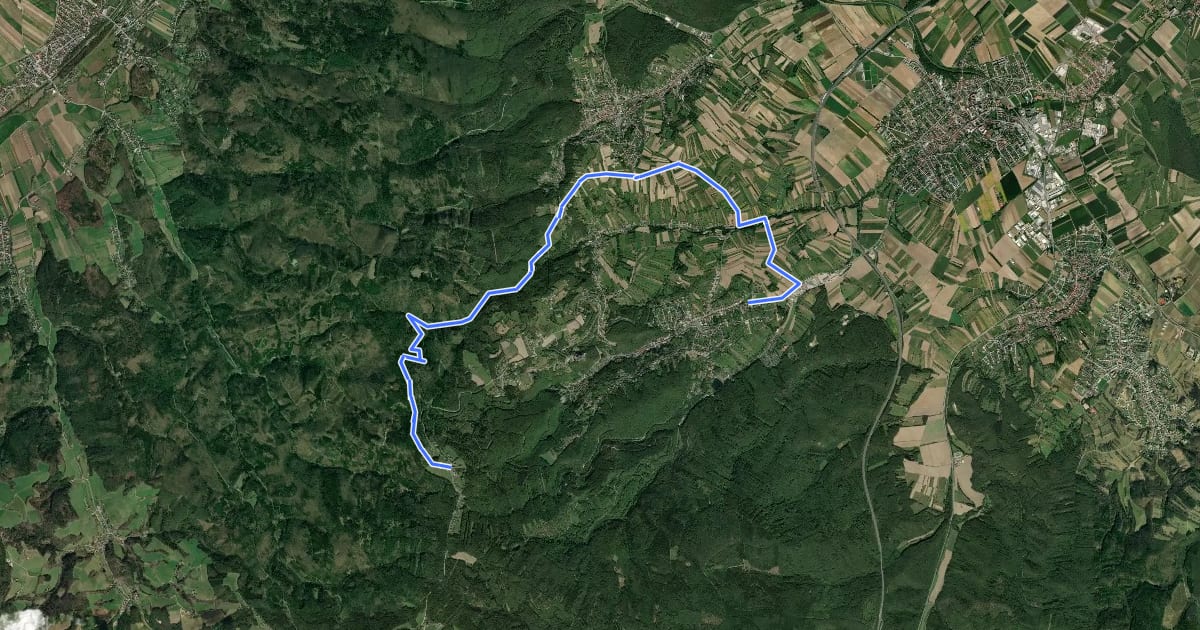 Маршрут Hotterweg Forchtenstein ( Sportplatz - Wiesenerhöhe - Rosalia) на спутниковом снимке
