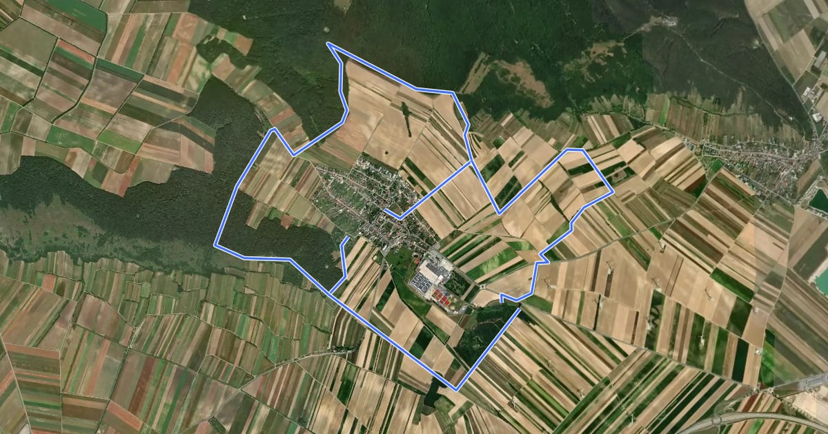 Маршрут Hotterweg (Rundwanderweg) на спутниковом снимке