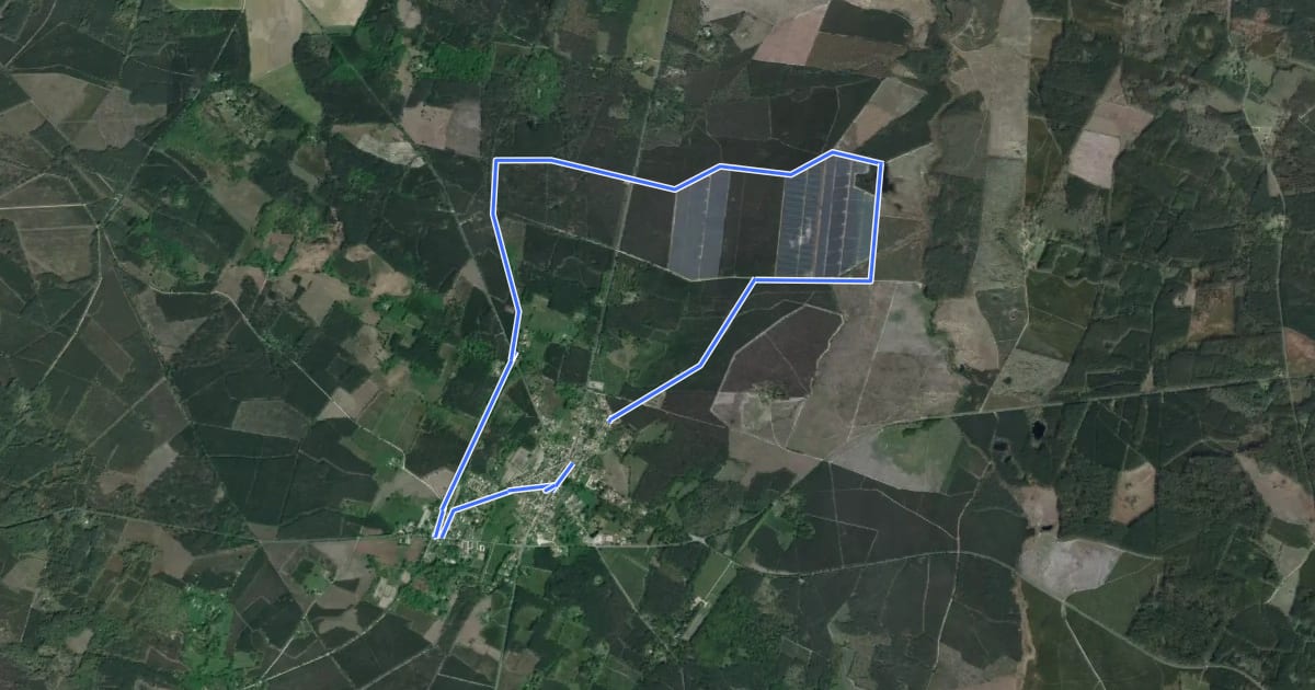 Маршрут Houeillès, balade en forêt - 9.4 km на спутниковом снимке