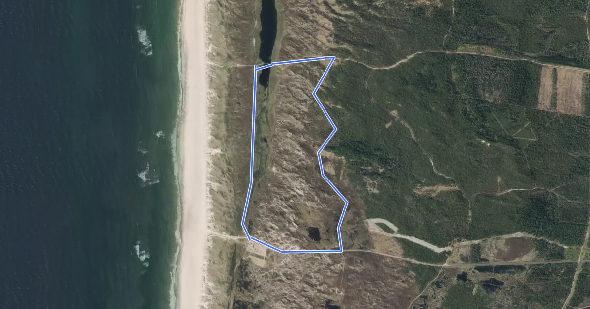 Маршрут Houstrup Strand Rød Vandrerute на спутниковом снимке