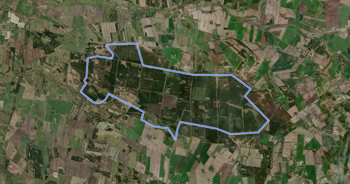 Маршрут Hoverdal Plantage rundtur на спутниковом снимке
