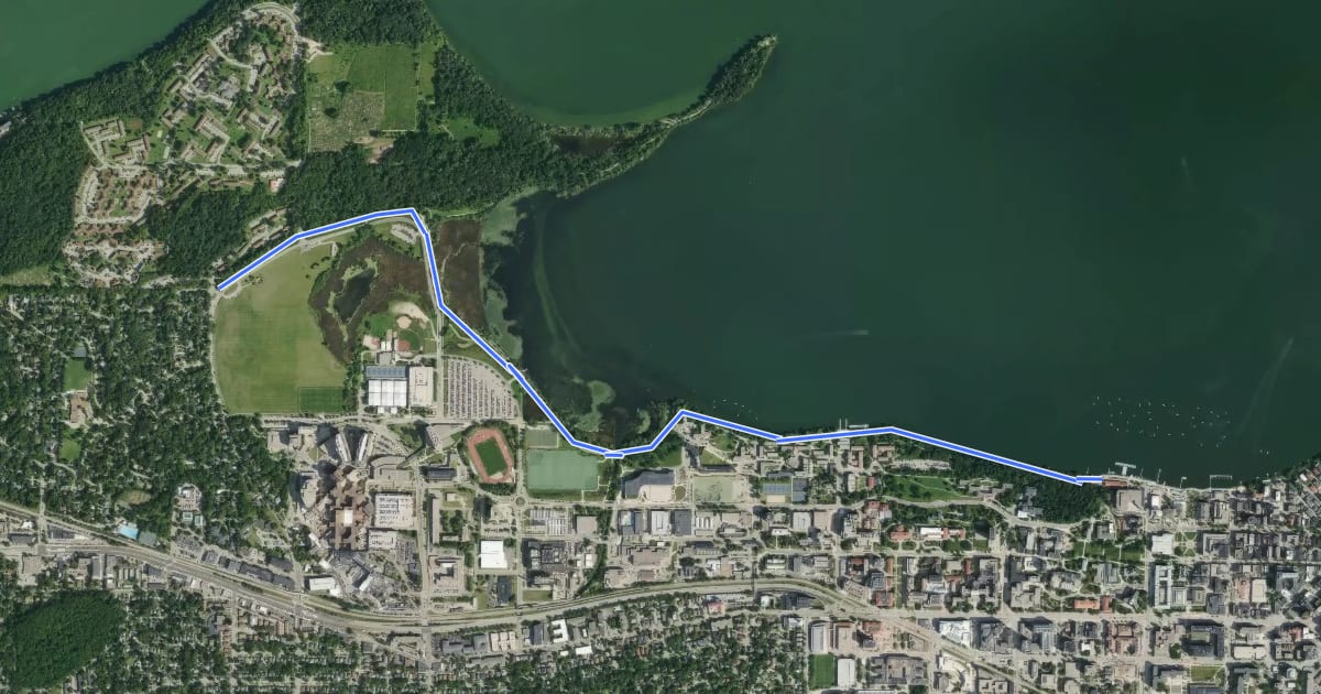 Маршрут Howard Temin Lakeshore Path на спутниковом снимке