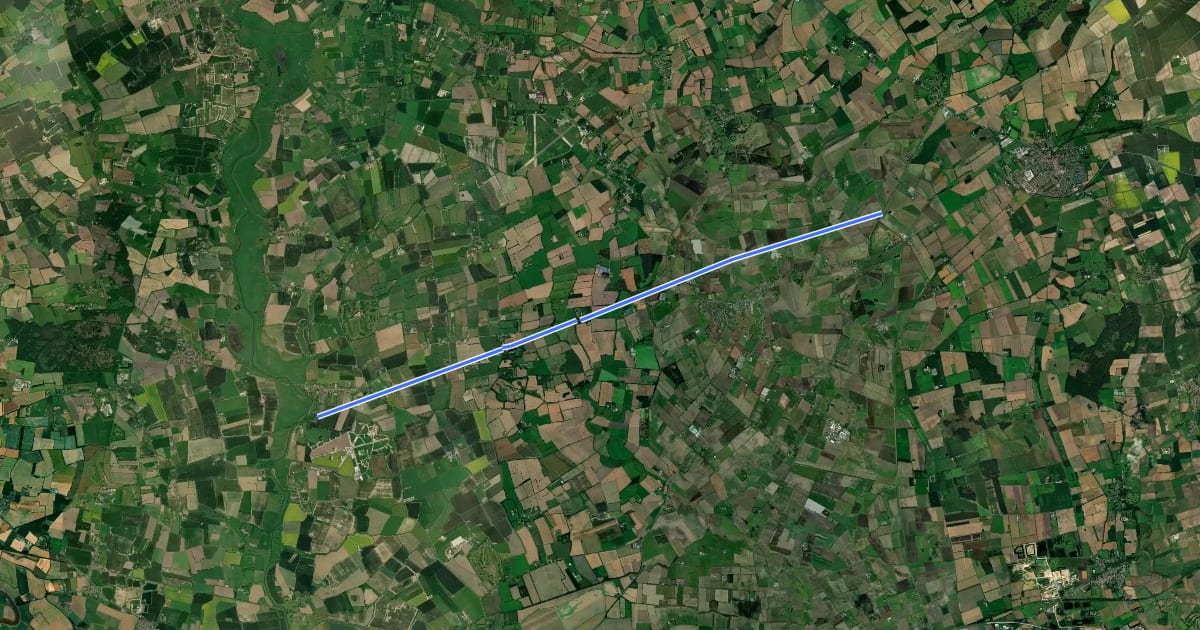 Маршрут Howdenshire Rail Trail на спутниковом снимке