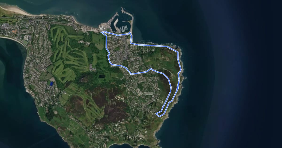 Маршрут Howth Cliff Path Loop на спутниковом снимке