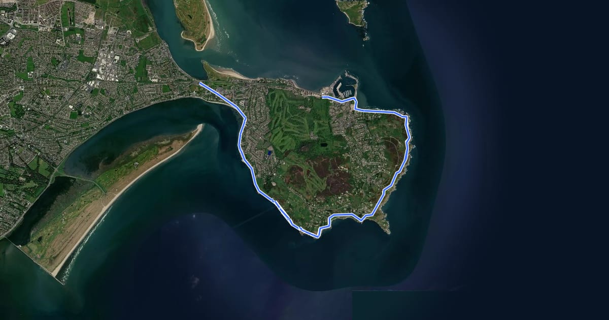 Маршрут Howth Cliff Walk на спутниковом снимке