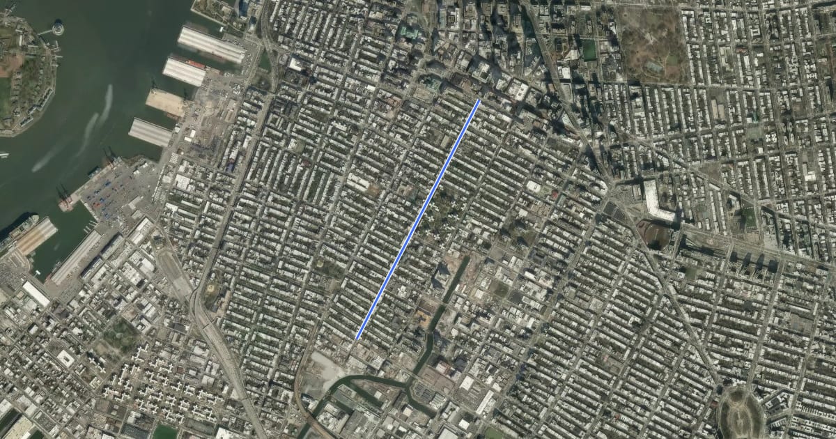 Маршрут Hoyt Street на спутниковом снимке
