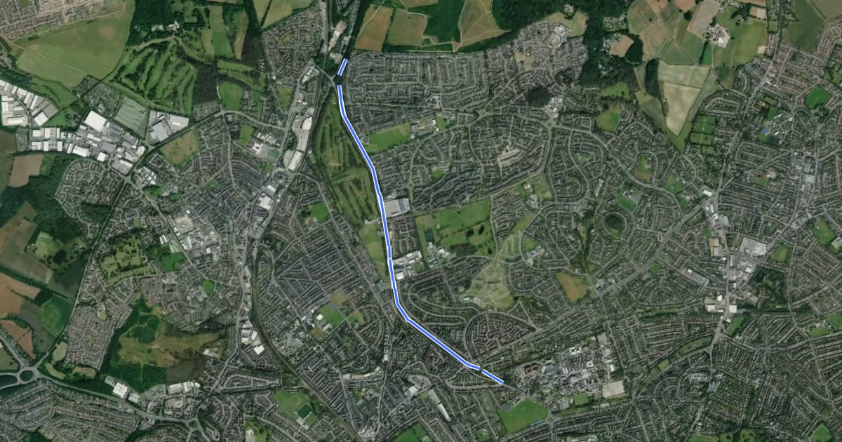 Маршрут Hucknall Road Walkway на спутниковом снимке