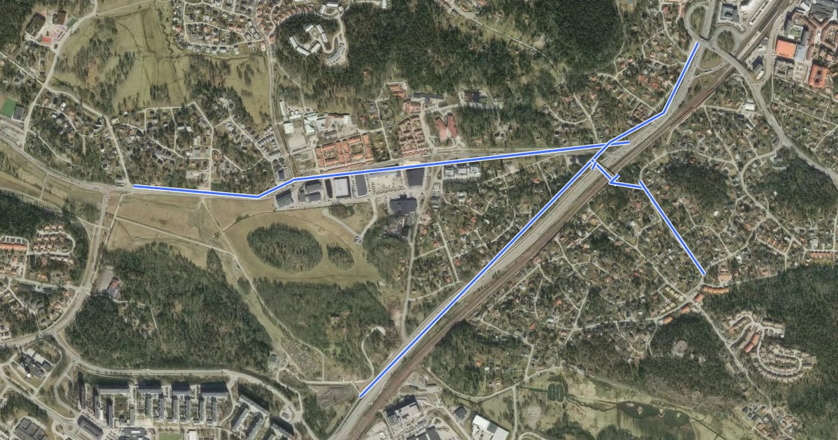 Маршрут Huddinge cykelturnät (10) на спутниковом снимке