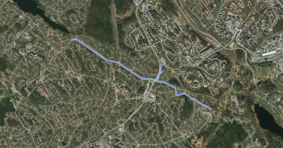 Маршрут Huddinge cykelturnät (16) на спутниковом снимке