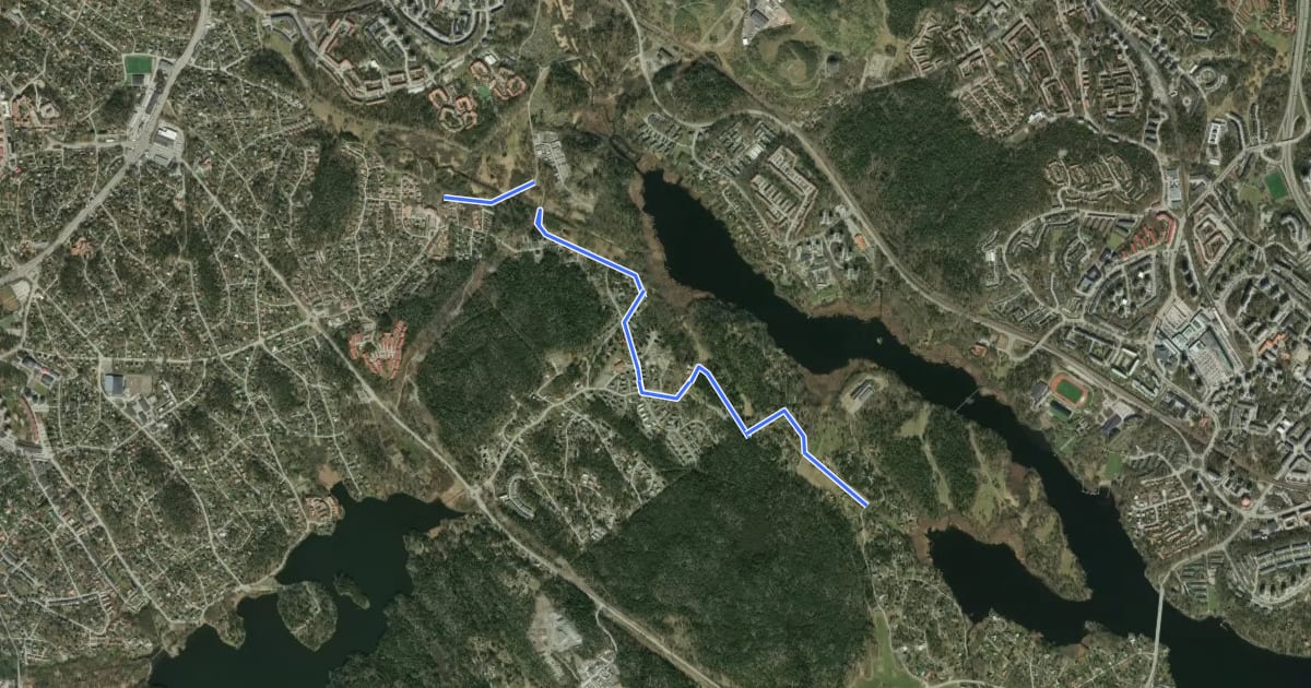 Маршрут Huddinge cykelturnät (17) на спутниковом снимке