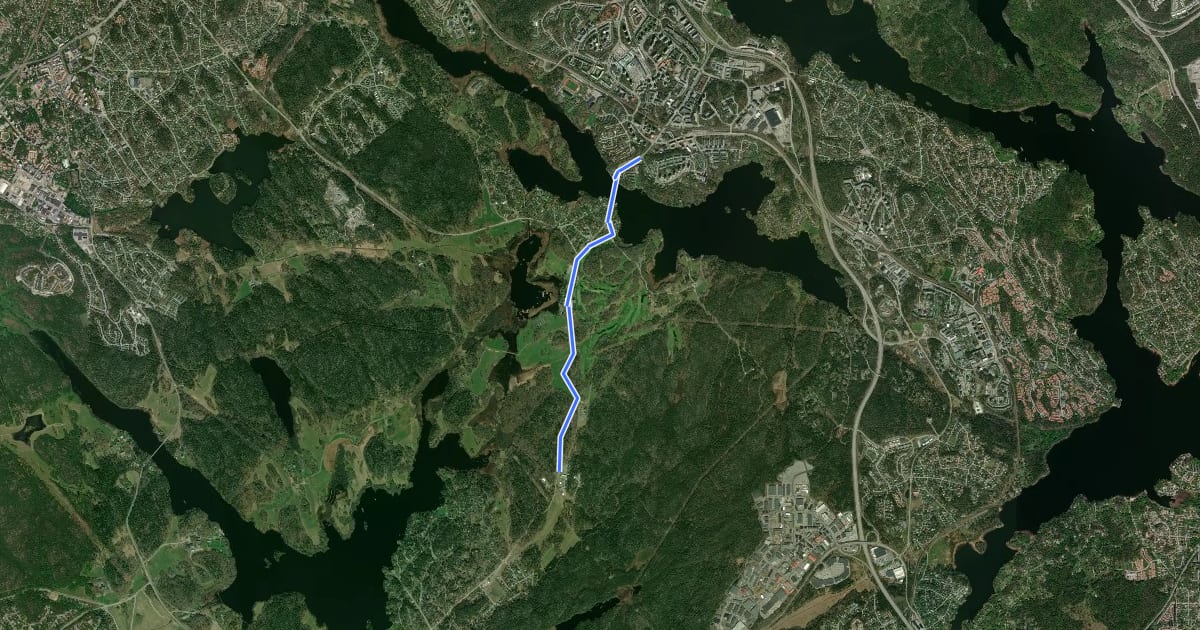 Маршрут Huddinge cykelturnät (20) на спутниковом снимке