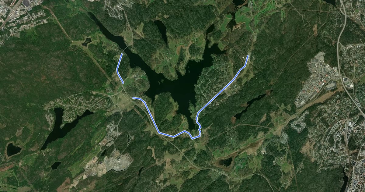 Маршрут Huddinge cykelturnät (23) на спутниковом снимке