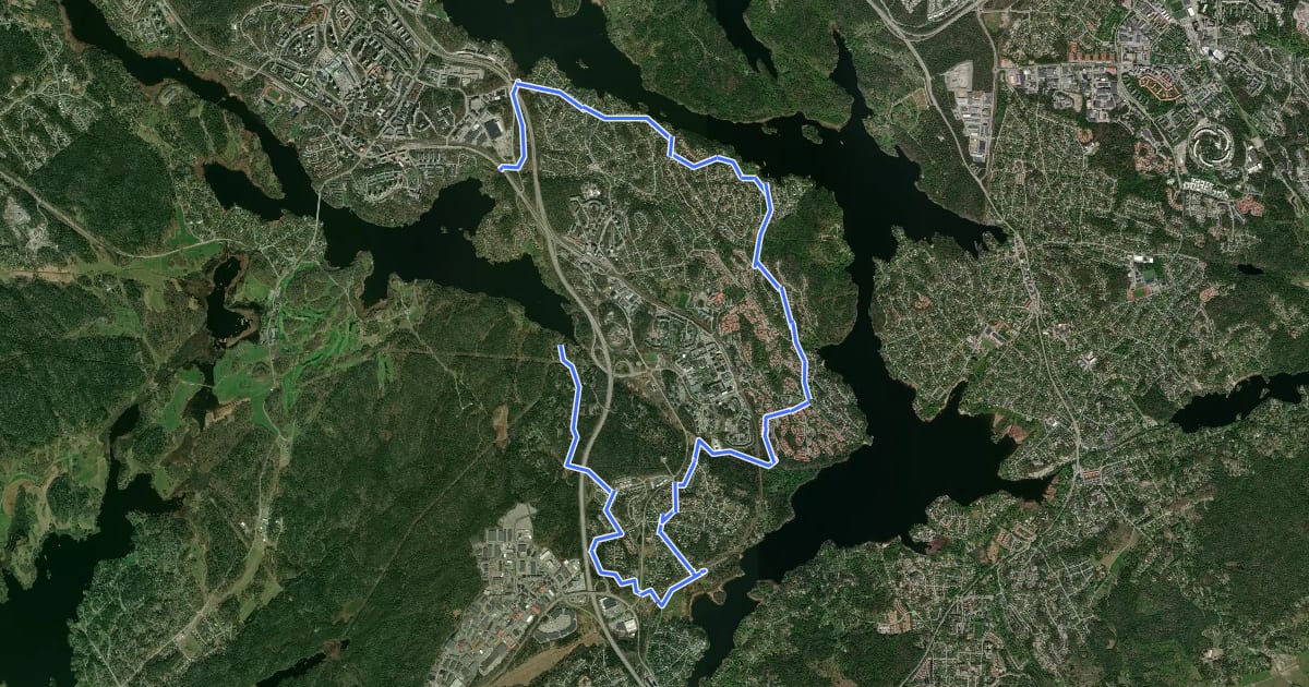 Маршрут Huddinge cykelturnät (25) на спутниковом снимке