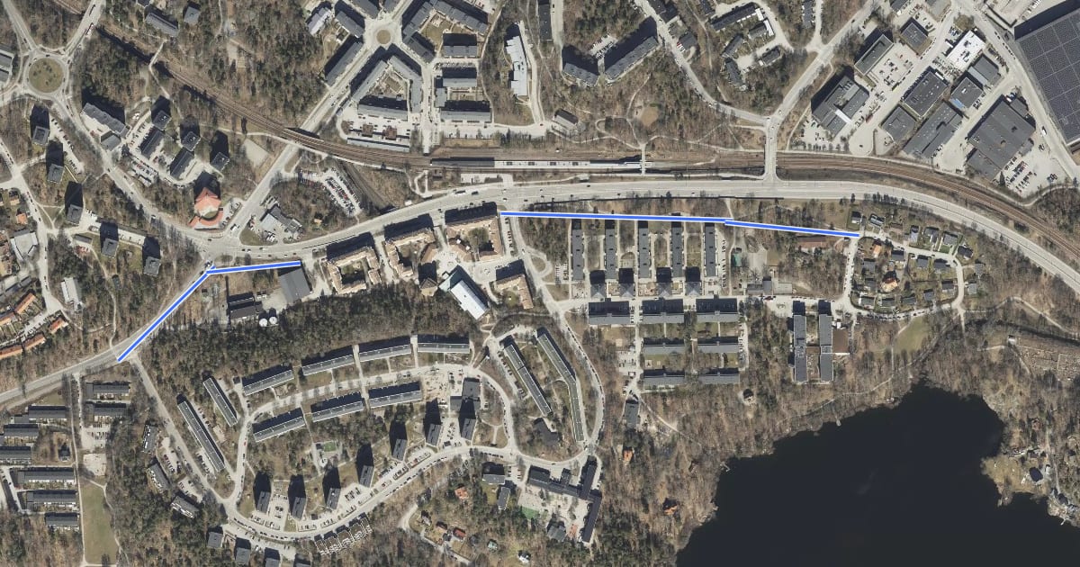 Маршрут Huddinge cykelturnät (26) на спутниковом снимке