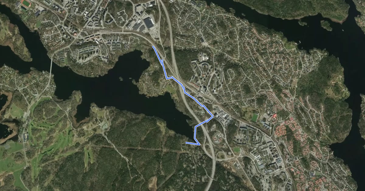 Маршрут Huddinge cykelturnät (27) на спутниковом снимке