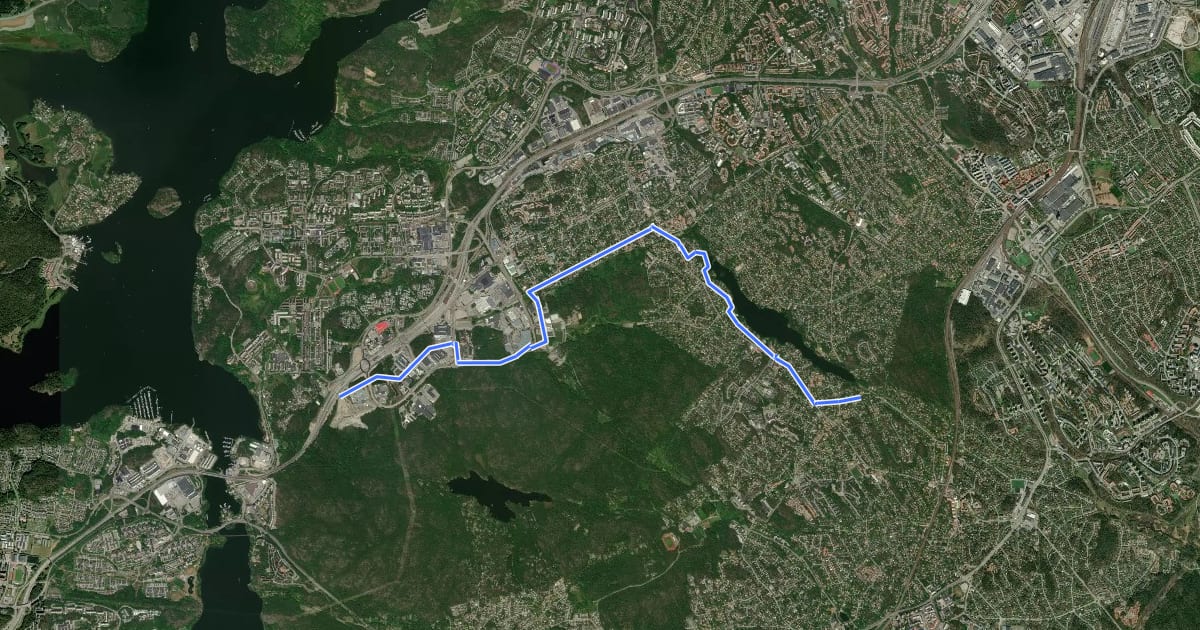 Маршрут Huddinge cykelturnät (3) на спутниковом снимке