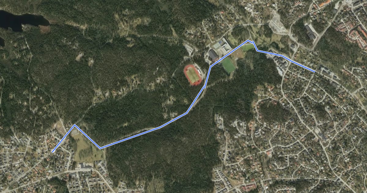 Маршрут Huddinge cykelturnät (5) на спутниковом снимке