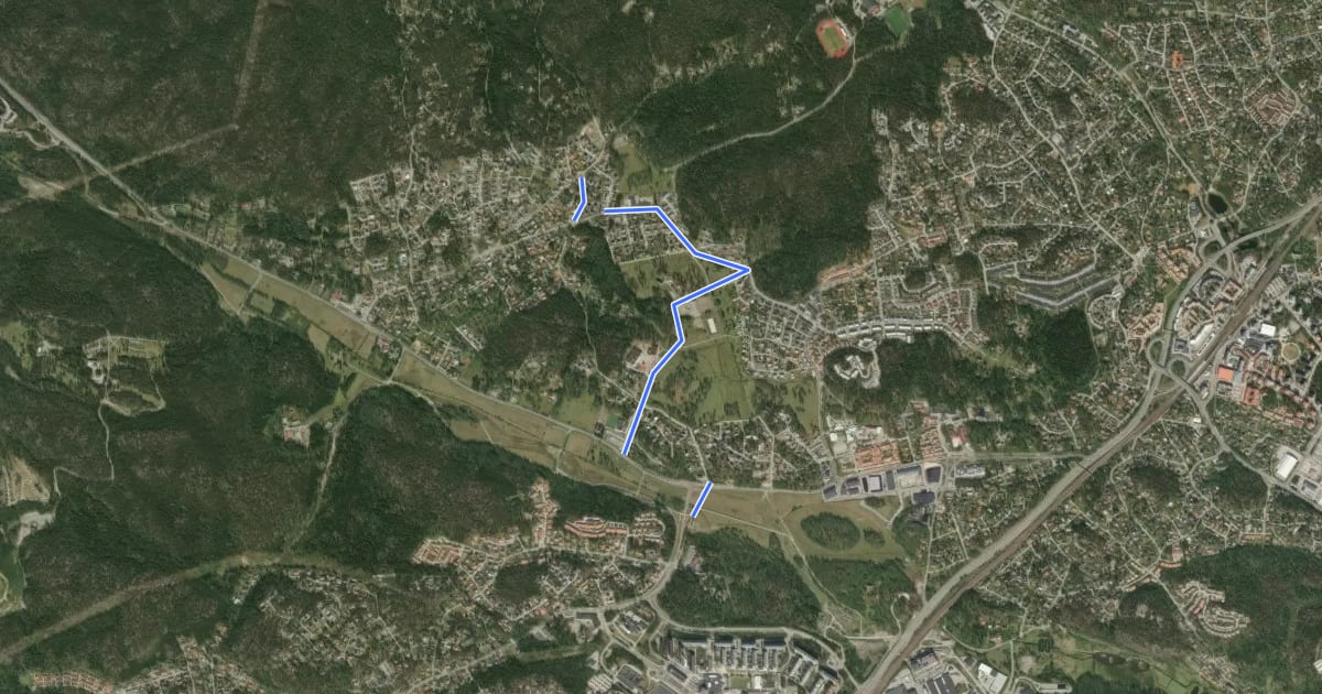 Маршрут Huddinge cykelturnät (6) на спутниковом снимке