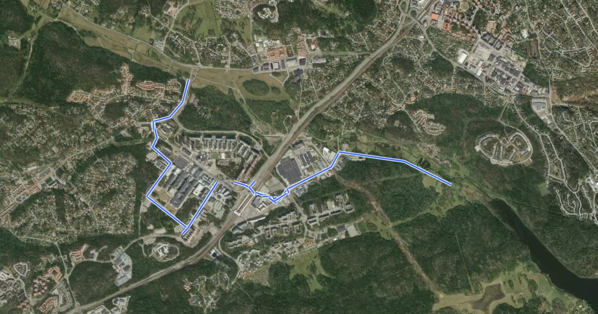 Маршрут Huddinge cykelturnät (7) на спутниковом снимке