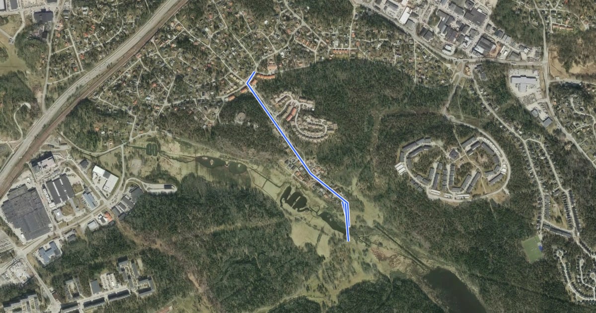 Маршрут Huddinge cykelturnät (9) на спутниковом снимке