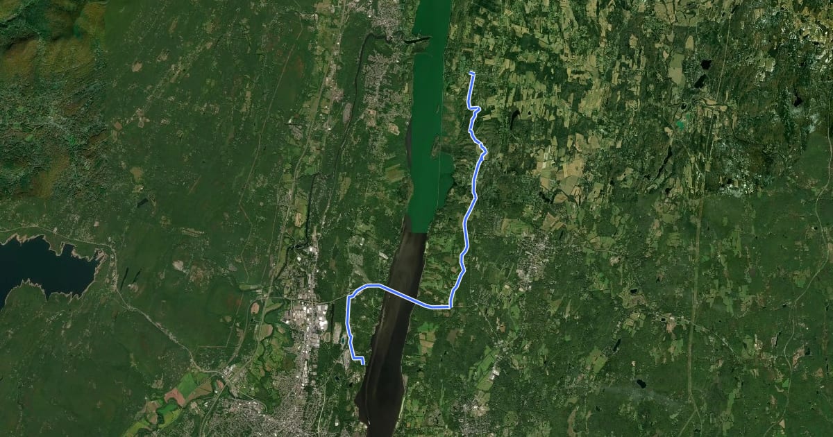 Маршрут Hudson Valley Greenway Trail (East Kingston to Tivoli) на спутниковом снимке