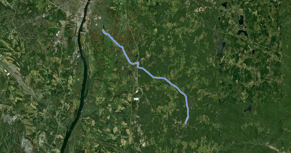 Маршрут Hudson Valley Greenway Trail (Nassau to East Greenbush) на спутниковом снимке