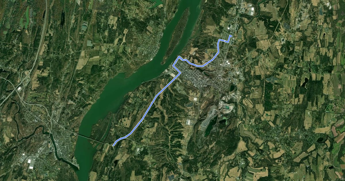 Маршрут Hudson Valley Greenway Trail (Olana to Hudson) на спутниковом снимке