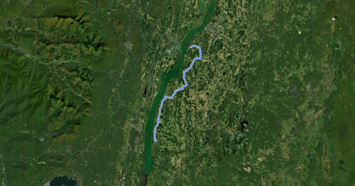 Маршрут Hudson Valley Greenway Trail (Tivoli to Olana) на спутниковом снимке