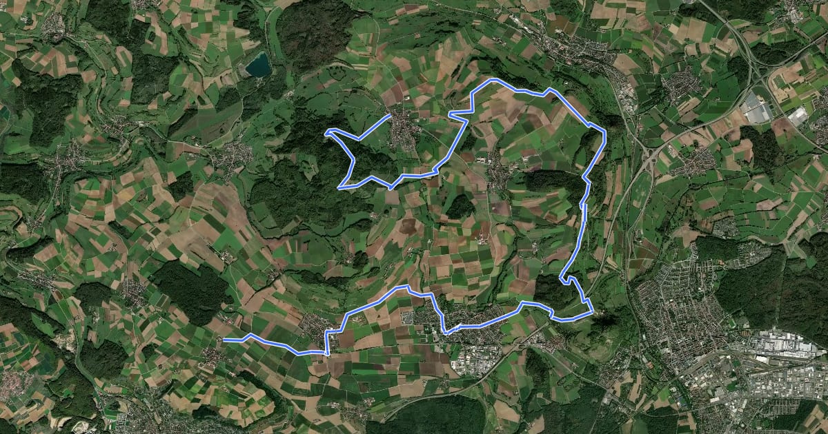 Маршрут Hugenotten- und Waldenserpfad, Etappe Barzheim - Weiterdingen на спутниковом снимке