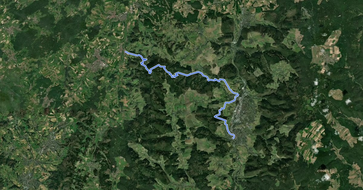Маршрут Hugenotten- und Waldenserpfad, Etappe Erbach(Odenwald) - Beerfurth на спутниковом снимке