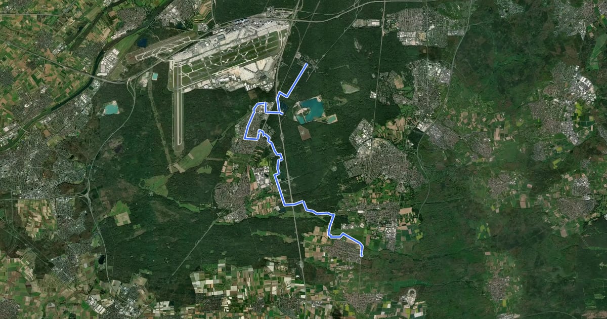 Маршрут Hugenotten- und Waldenserpfad, Etappe Erzhausen - Zeppelinheim на спутниковом снимке